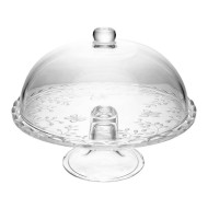 Prato 29,5x24cm Para Bolo Com Pé E Tampa New Butterfly Cristal Ecológico